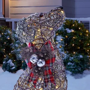 Home Accents Holiday 2.5 ft Meadow Frost Brown LED Dog