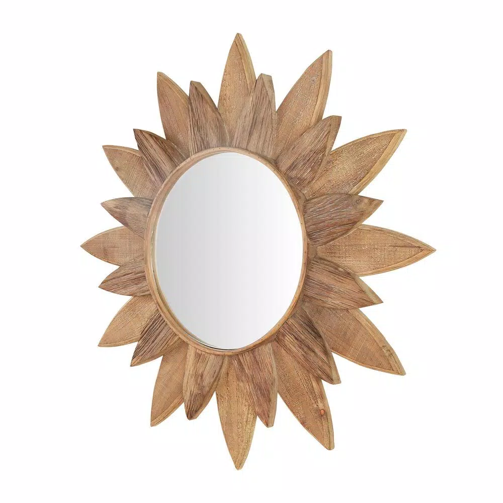 Home Decorators Collection Medium Sunburst Brown Antiqued Art Deco Accent Mirror (34 in. Diameter)