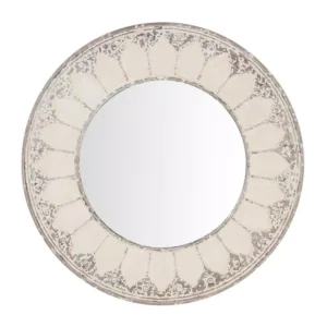 Home Decorators Collection Medium Round Ivory Antiqued Classic Accent Mirror (32 in. Diameter)