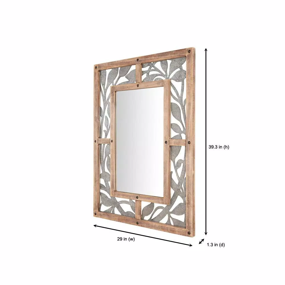 Home Decorators Collection Medium Rectangle Wood & Metal Antiqued Farmhouse Accent Mirror (39 in. H x 29 in. W)