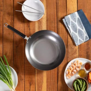 Honey-Can-Do Joyce Chen 12 in. Silver Carbon Steel Stir Fry Pan with Ergonomic Handle