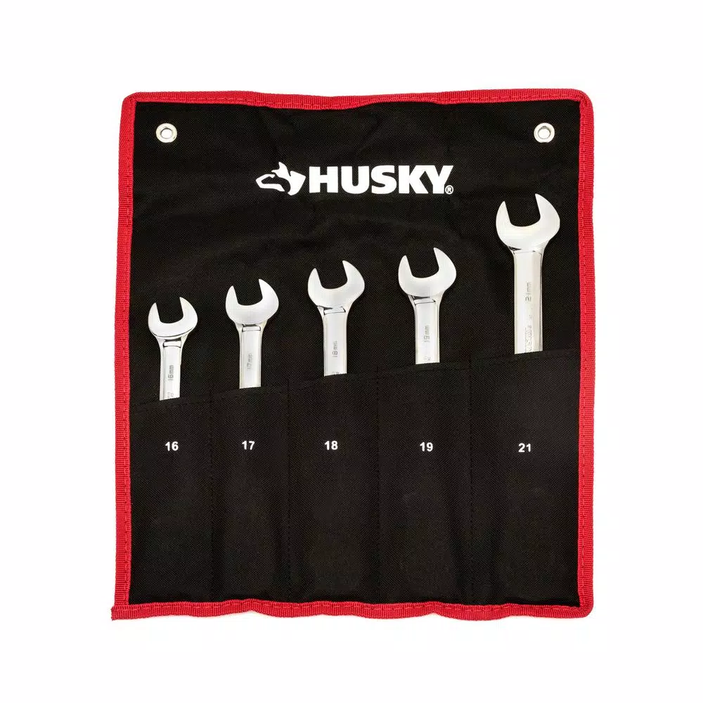 Husky Large Metric Flex Head Ratcheting Wrench Set (5-Piece)