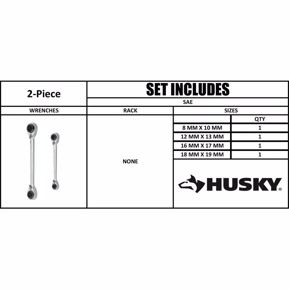 Husky Metric Quad Drive Ratcheting Wrench Set (2-Piece)