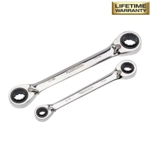 Husky SAE/MM Quad Drive Ratcheting Wrench Set (4-Piece)