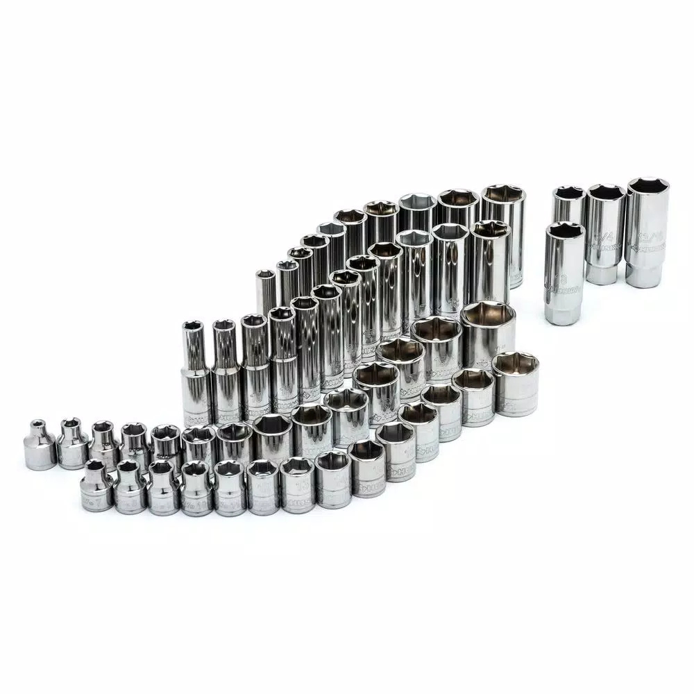 Husky 3/8 in. Drive SAE and Metric Socket and Bit Set with Ratchet and Rails (59-Piece)
