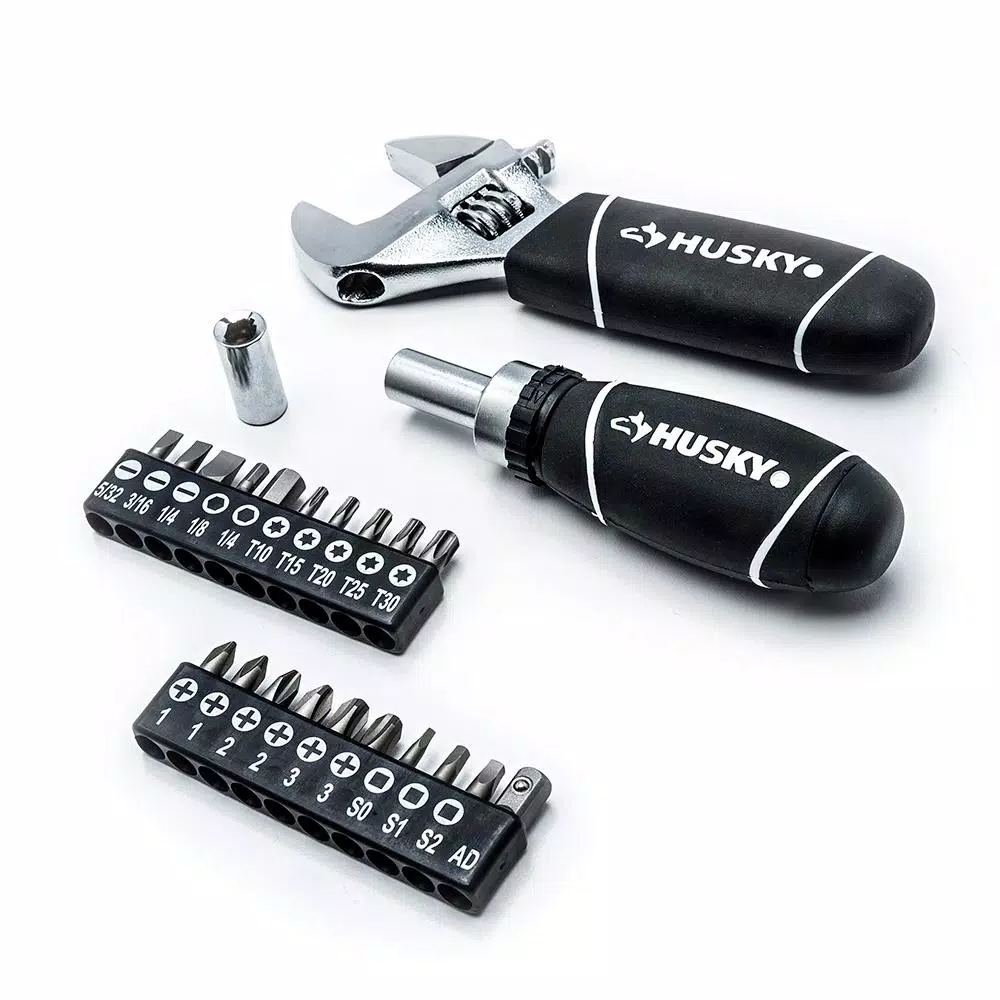 Husky 1/4 in. and 3/8 in. Stubby Ratchet and Socket Set (46-Piece)