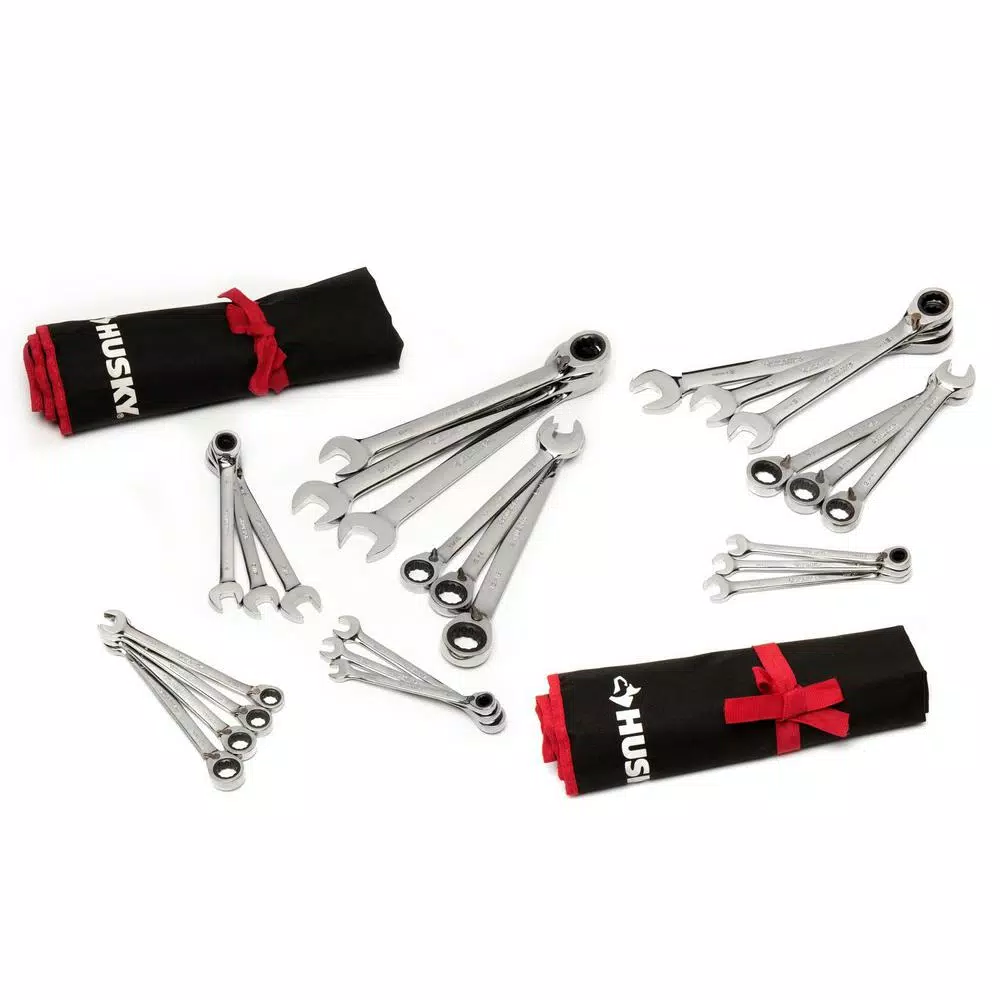 Husky Master Metric and SAE Reversible Ratcheting Wrench Set (25-Piece)