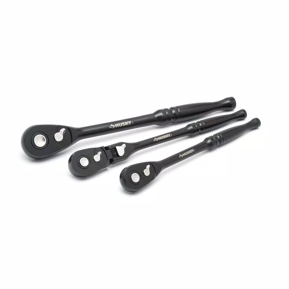 Husky 3/8 in. Drive 100-Position Low-Profile Long Handle Ratchet