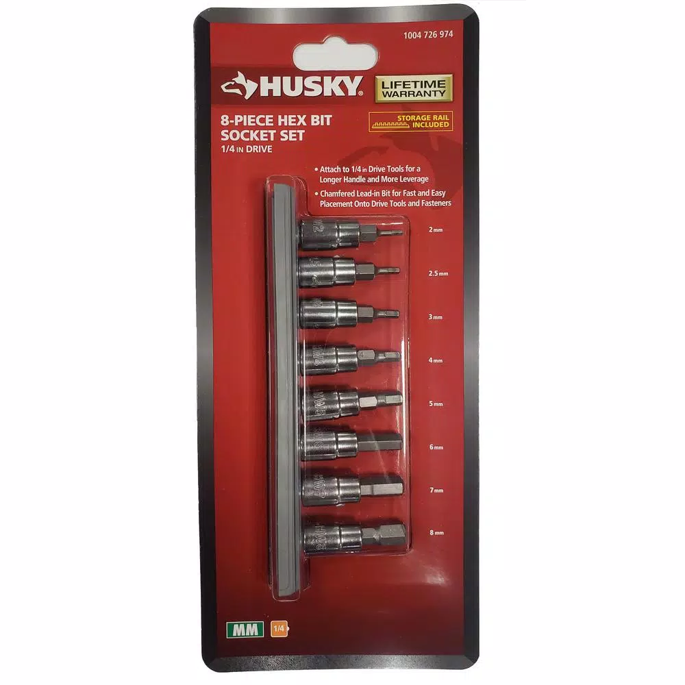 Husky 1/4 in. Drive Metric Hex Bit Socket Set (8-Piece)