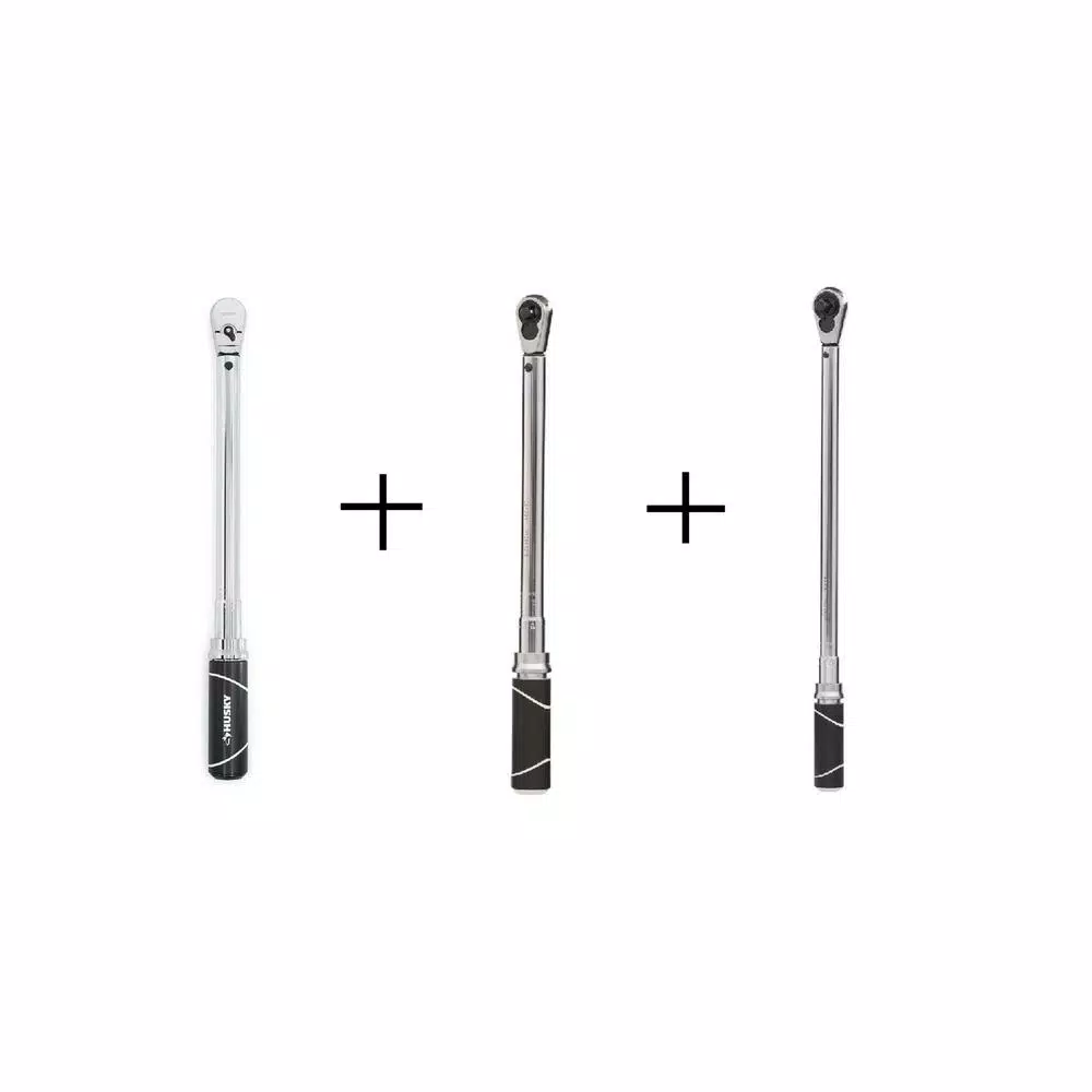 Husky 1/4 in., 3/8 in. and 1/2 in. Drive Torque Wrench Set (3-Piece)
