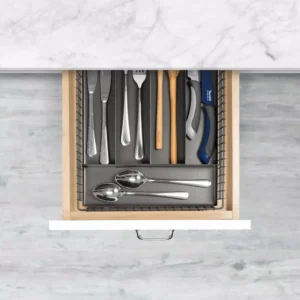 Spectrum 2 in. H x 10 in. L x 13.5 in. W Vintage 5-Divider Industrial Gray Steel Silverware Tray