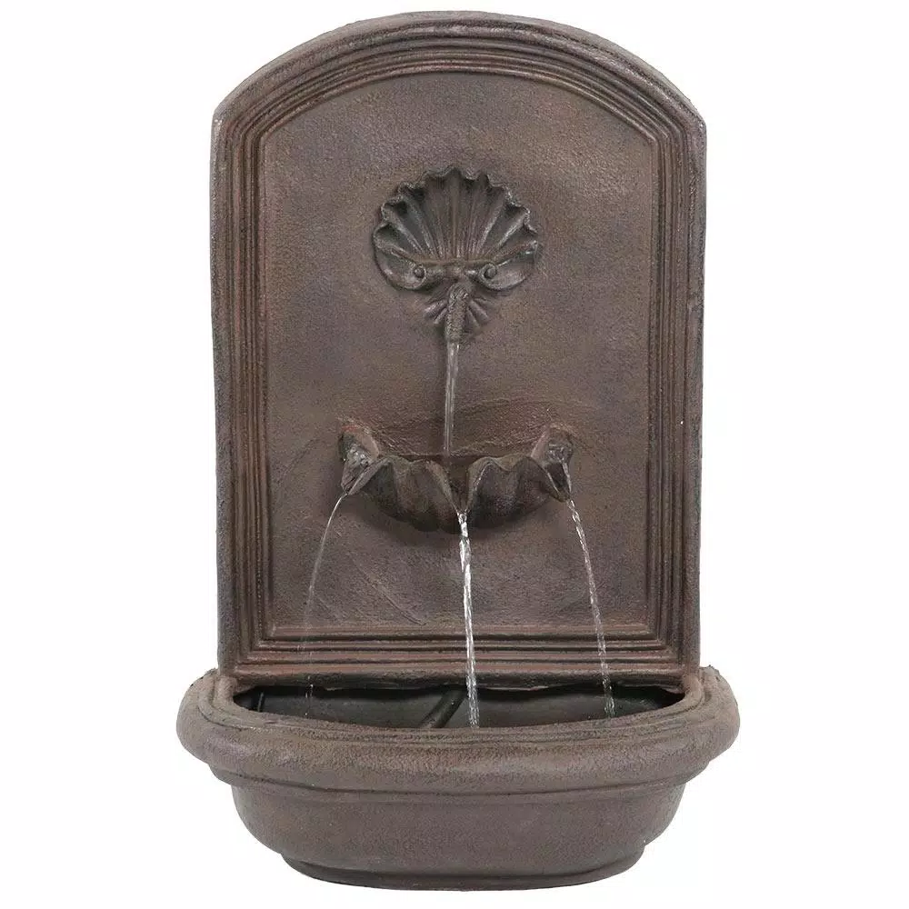 Sunnydaze Decor Seaside Iron Solar Powered Wall Fountain with Battery Backup
