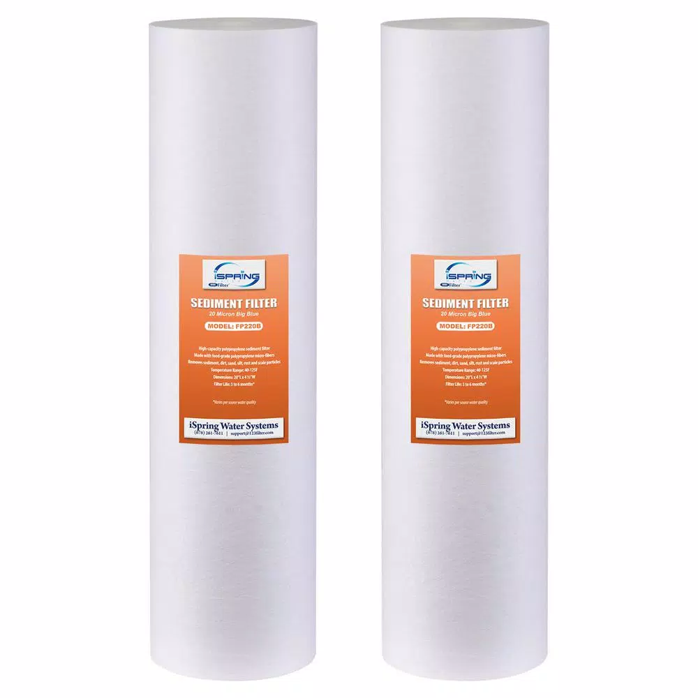 ISPRING 20 Micron 20 in. Big Blue Whole House Water Filter with 4.5 in. x 20 in. Sediment (2-Pack)