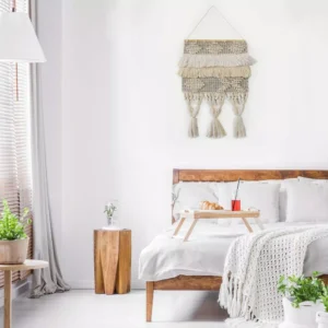 LR Home Fringed Bohemian Neutral Ivory / Natural Tasseled Wall Tapestry