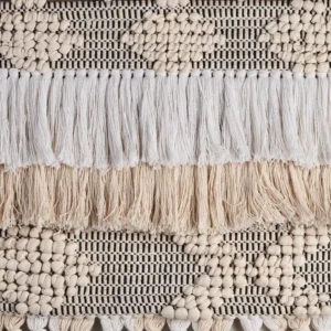 LR Home Fringed Bohemian Neutral Ivory / Natural Tasseled Wall Tapestry