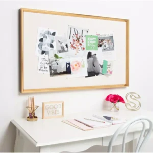 Kate and Laurel Calter Gold Fabric Pinboard Memo Board