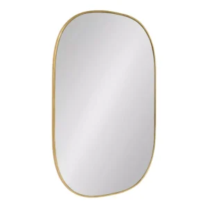 Kate and Laurel Medium Oval Gold Art Deco Mirror (35.5 in. H x 23.75 in. W)