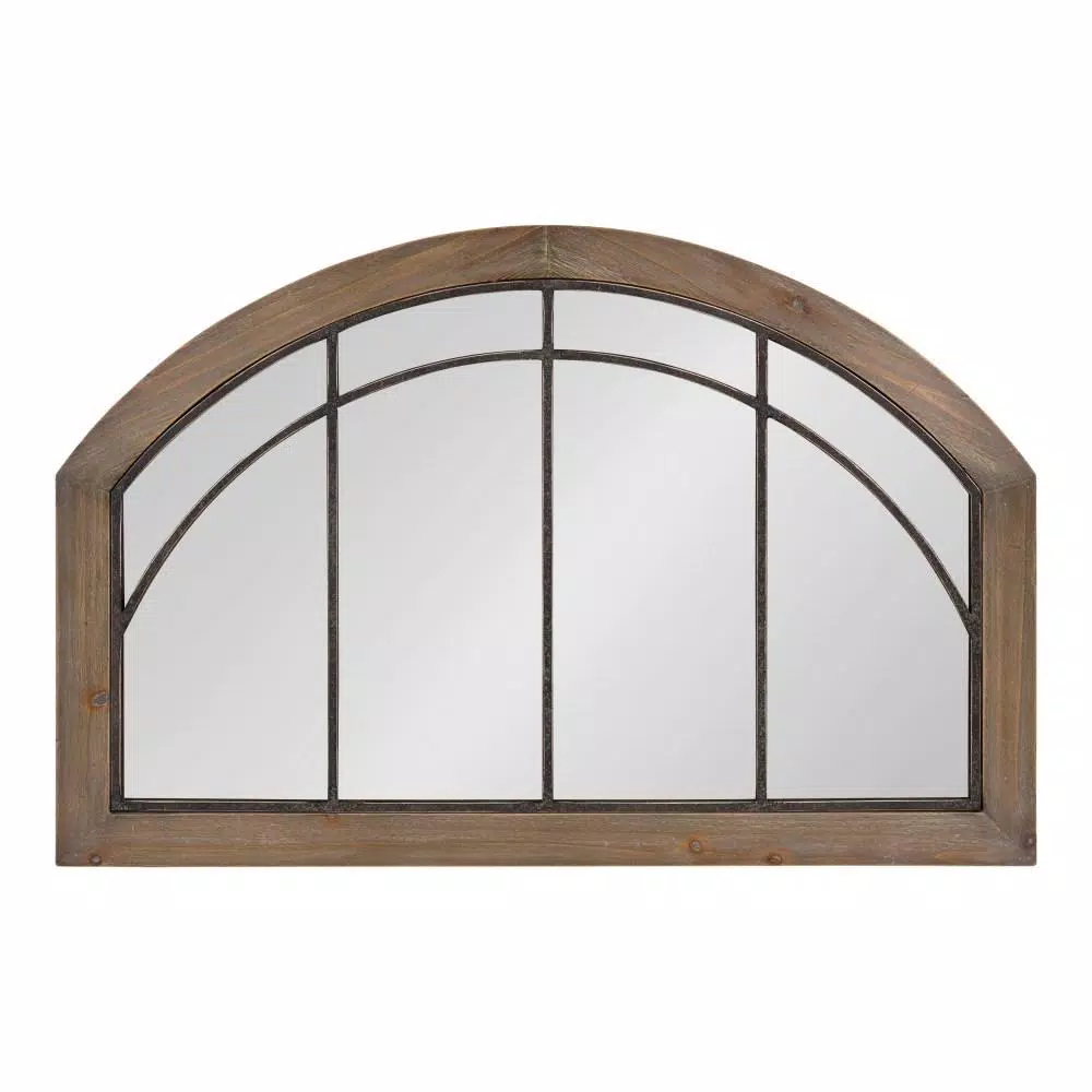 Kate and Laurel Medium Arch Rustic Brown American Colonial Mirror (24 in. H x 36 in. W)
