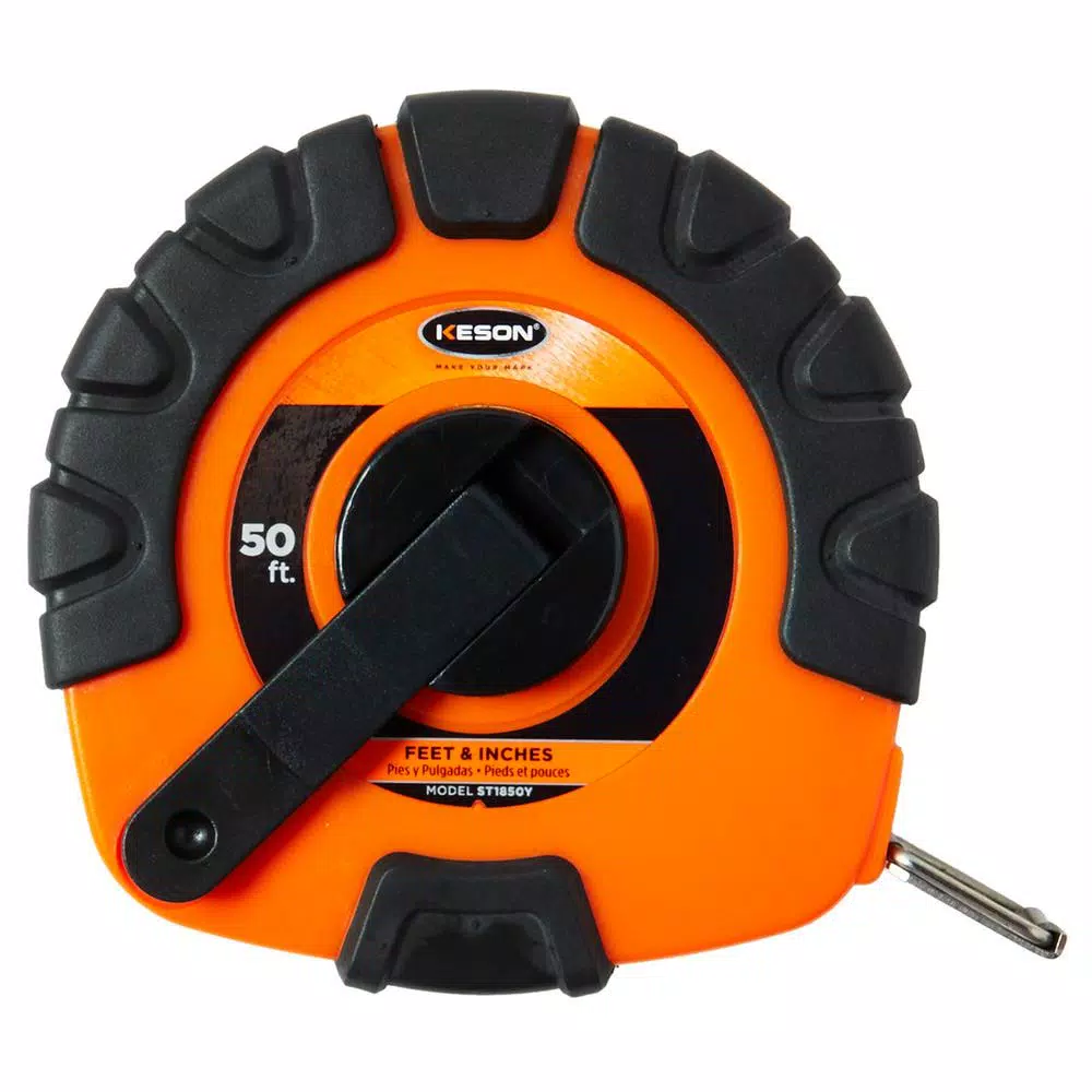 Keson 50 ft. Closed Reel Steel Tape Measure, ABS with Rubber Grip Housing – SAE