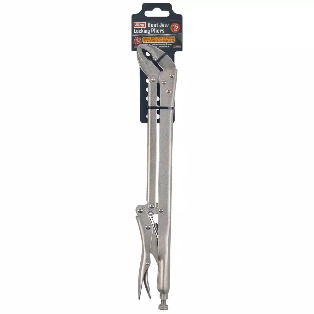 KING 15 in. L Reach 45-Degree Bent Jaw Locking Pliers