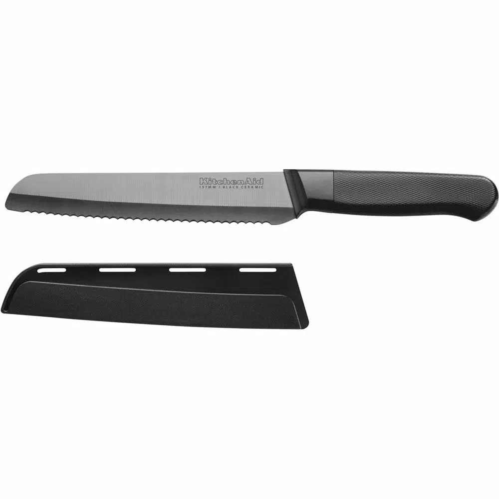 KitchenAid 4-Piece Ceramic Cutlery Set in Stone in Black