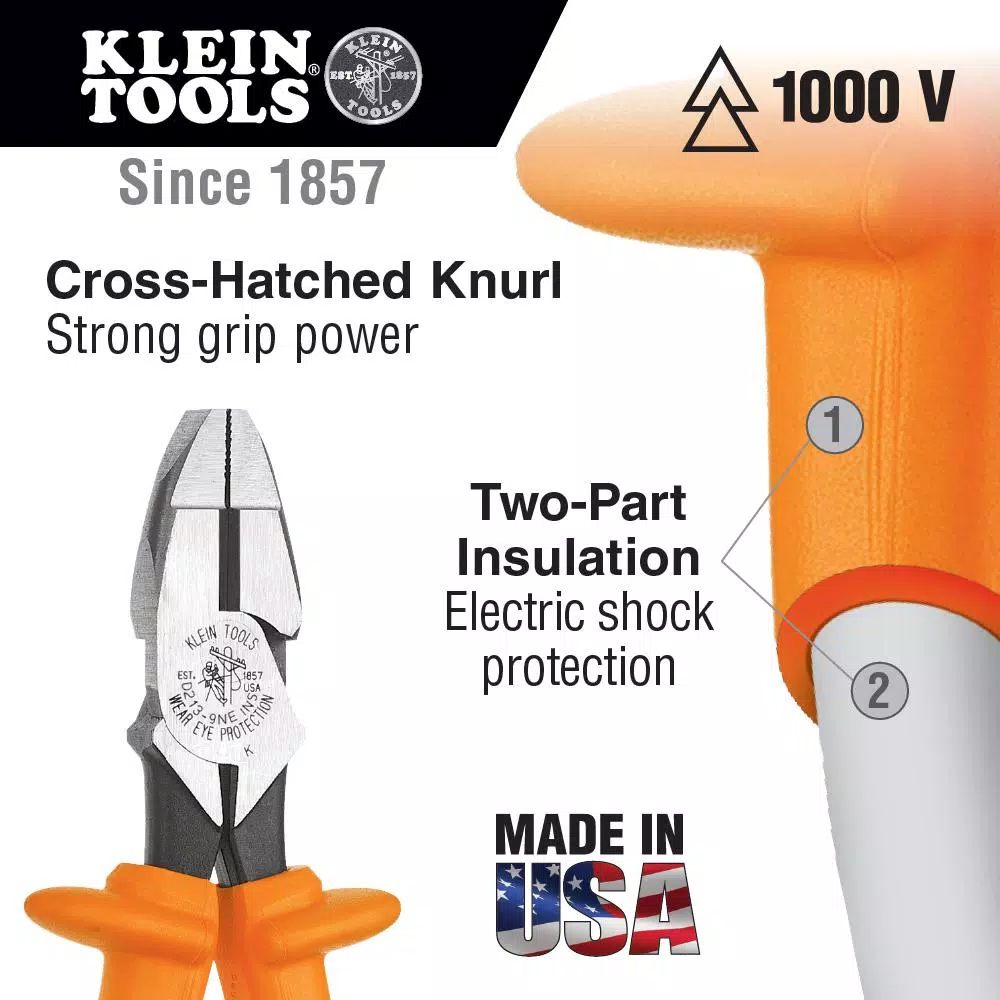 Klein Tools 9 in. Insulated Heavy Duty Side Cutting Pliers