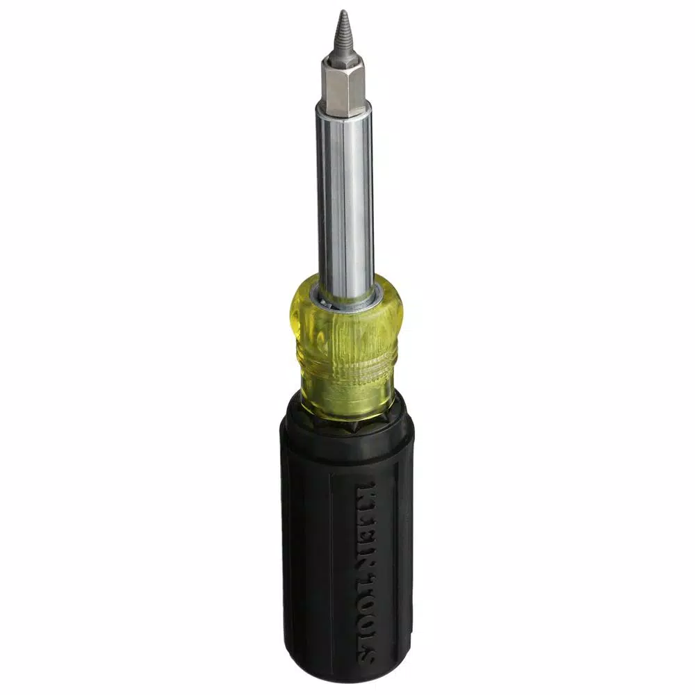 Klein Tools 11-in-1 Multi-bit Screwdriver/Nut Driver with Schrader Valve Core Tool - Cushion Grip Handle