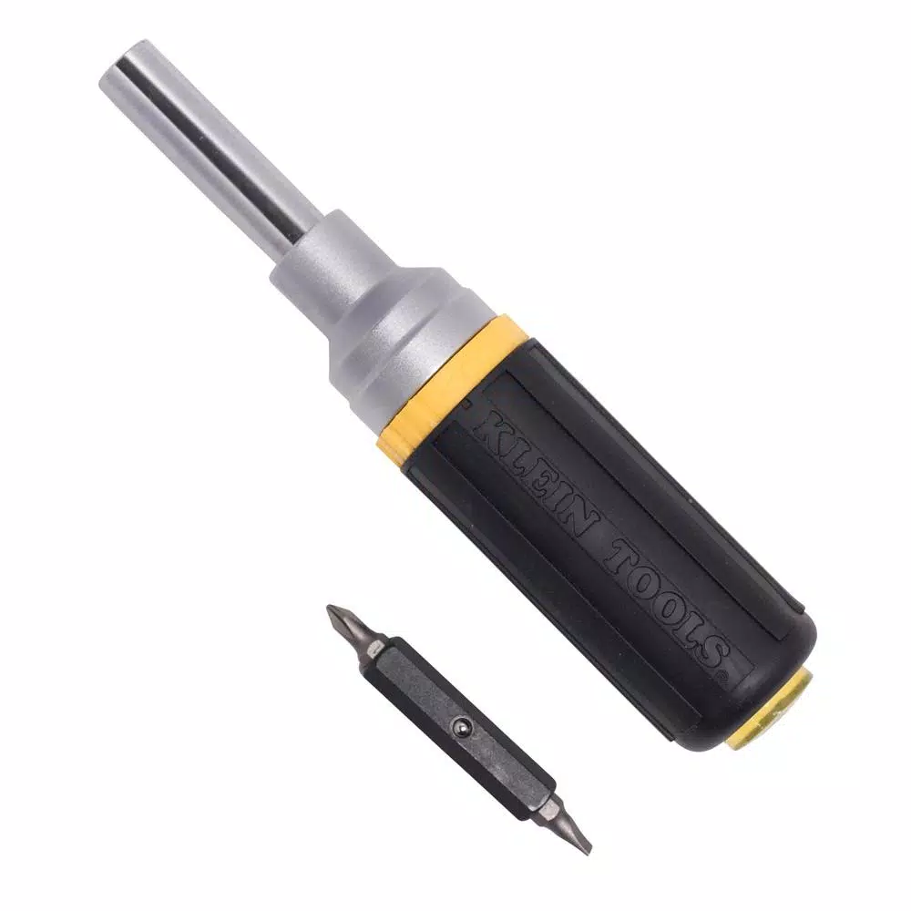 Klein Tools Ratcheting Multi-Bit Screwdriver/Nut Driver- Cushion Grip Handle