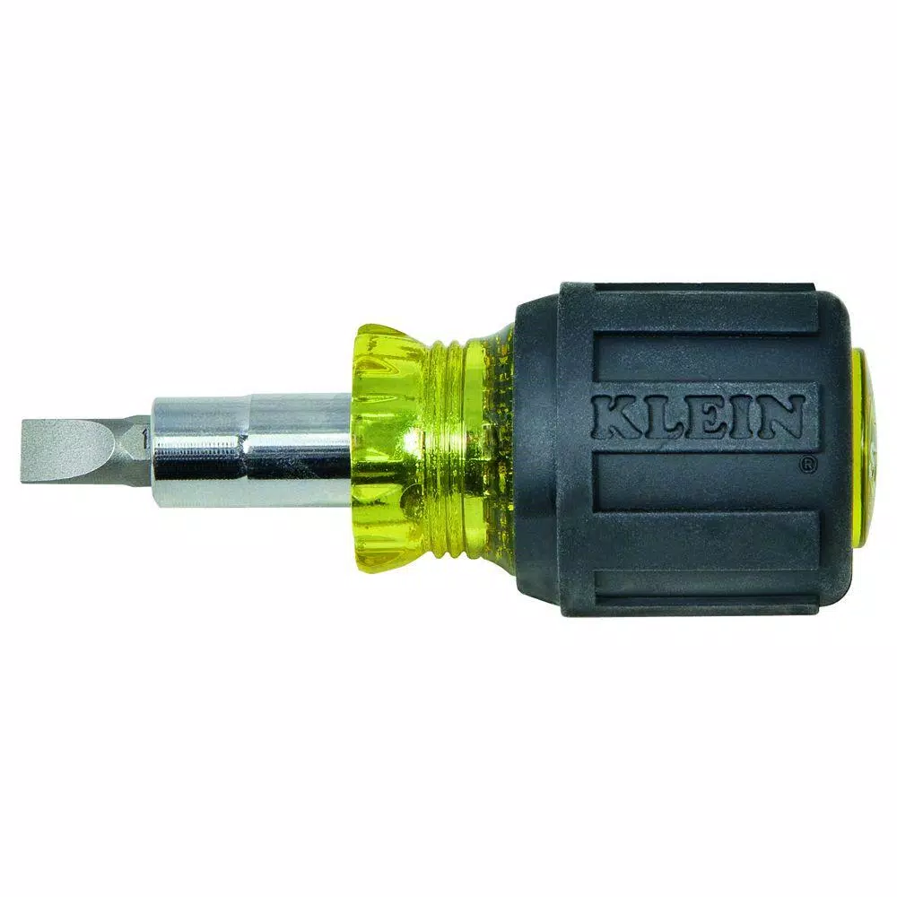 Klein Tools Stubby Multi-Bit Screwdriver/Nut Driver- Cushion Grip Handle