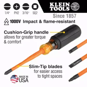 Klein Tools 4-Piece Slim-Tip Insulated Screwdriver Set