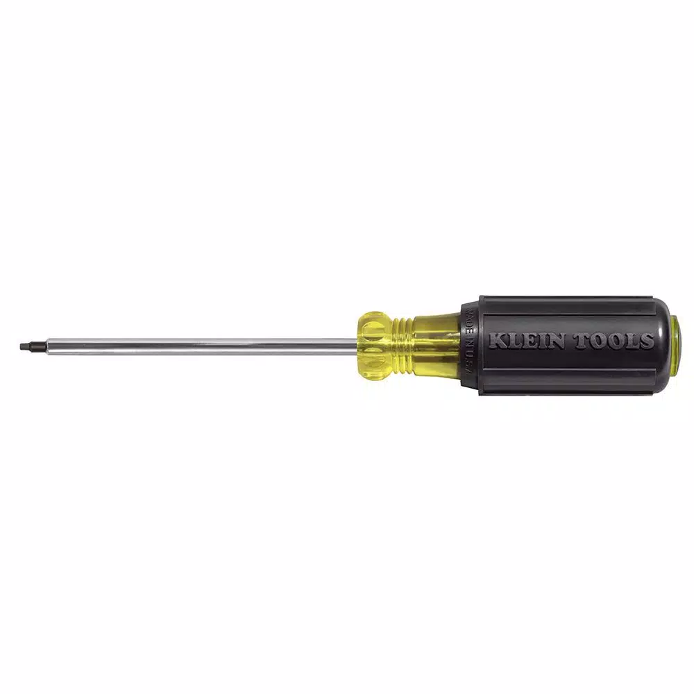Klein Tools # 1 Square- Recess Tip Screwdriver with 4 in. Round Shank- Cushion Grip Handle