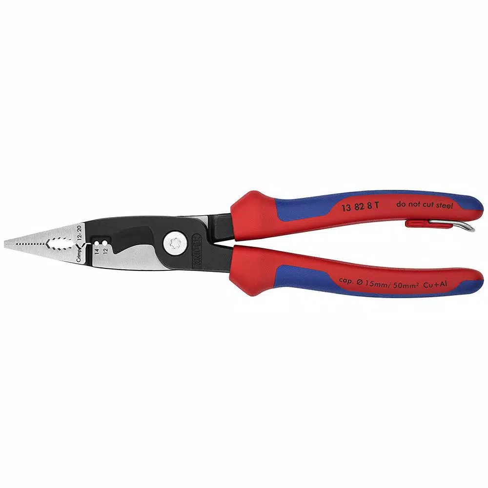 KNIPEX 8 in. 6-in-1 Electrical Installation Pliers with Dual-Component Comfort Grips and Tether Attachment