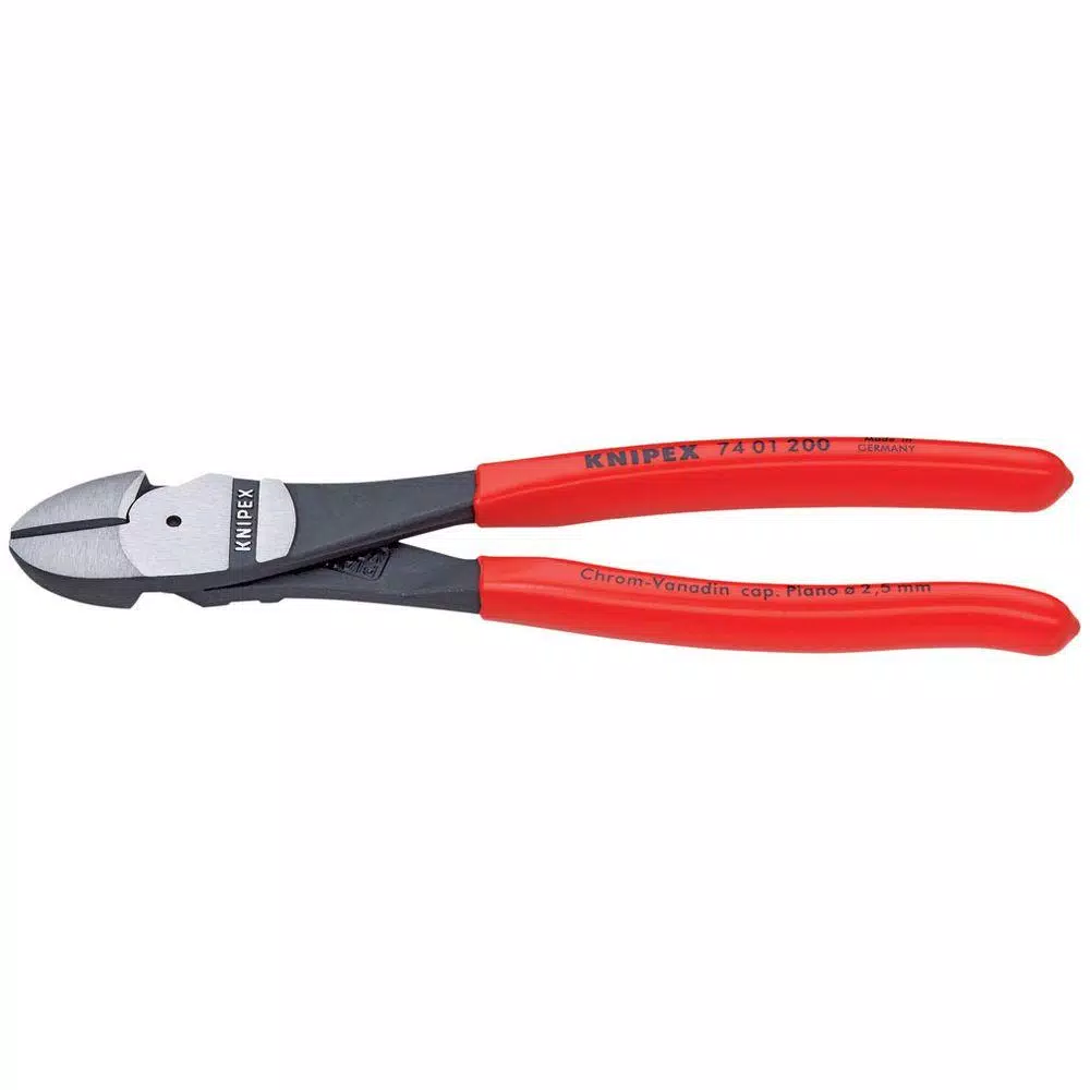 KNIPEX Heavy Duty Forged Steel 8 in. High Leverage Diagonal Cutters with 64 HRC Cutting Edge and Straight Handle