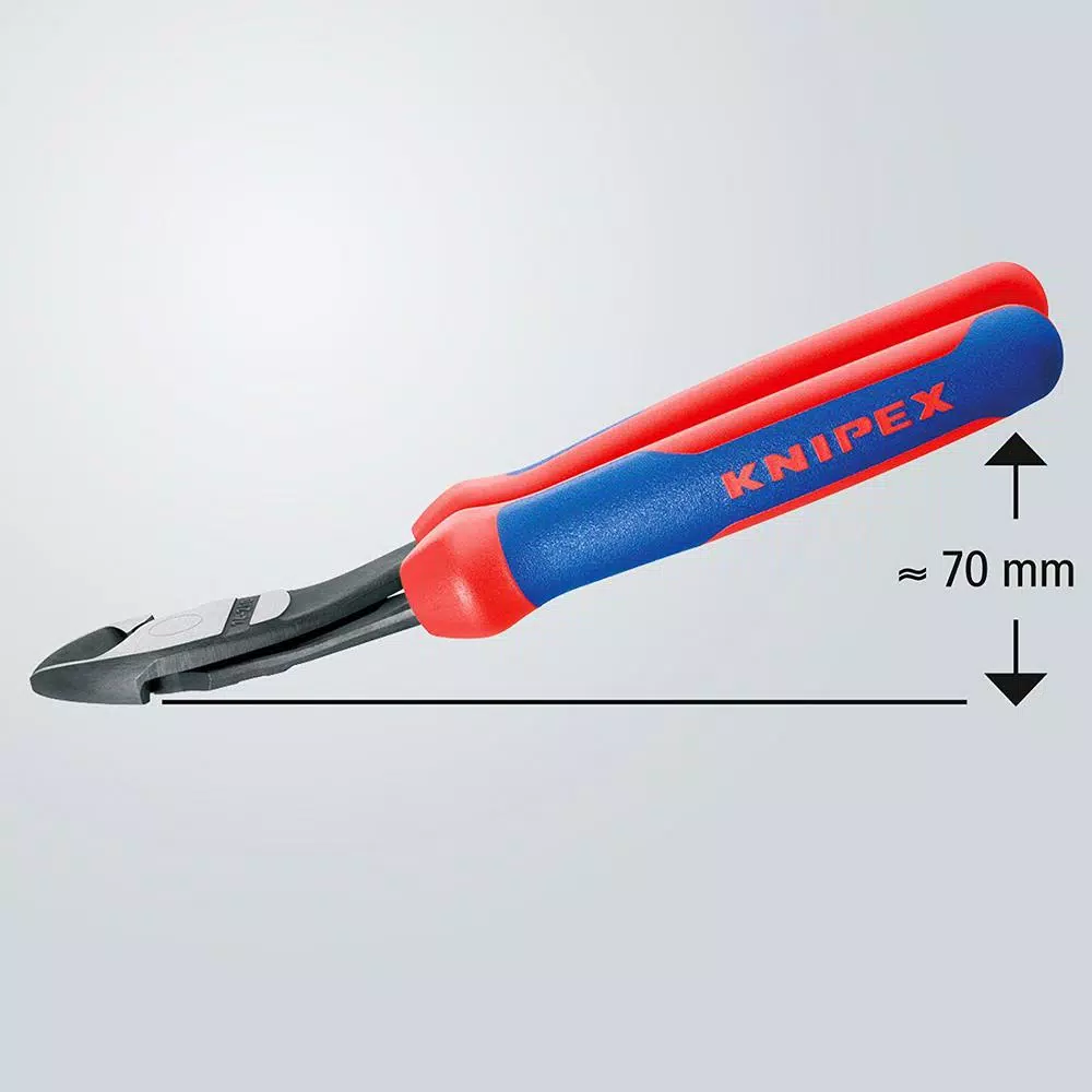 KNIPEX 8 in. High Leverage Angled Diagonal Comfort Grip Cutting Pliers