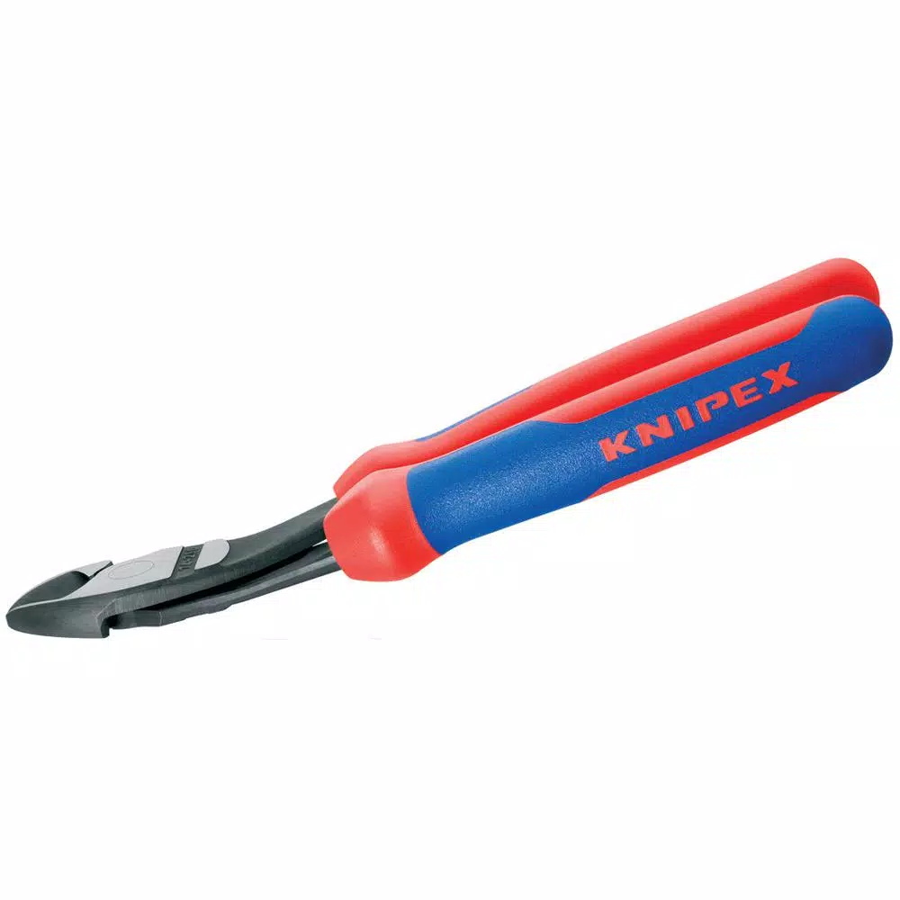 KNIPEX 8 in. Angled High Leverage Diagonal Cutting Pliers with Dual-Component Comfort Grips and Tether Attachment
