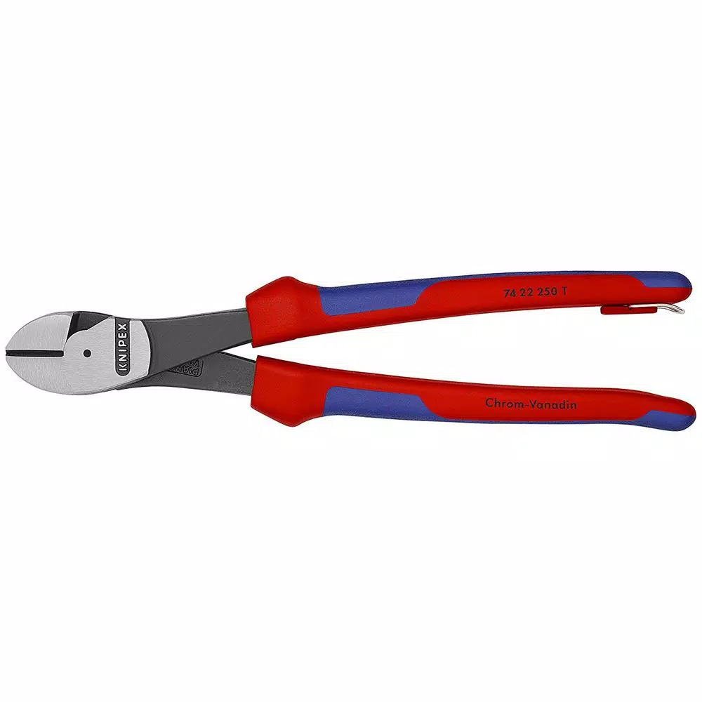 KNIPEX 10 in. Angled High Leverage Diagonal Cutters with Dual Component Comfort Grips and Tether Attachment