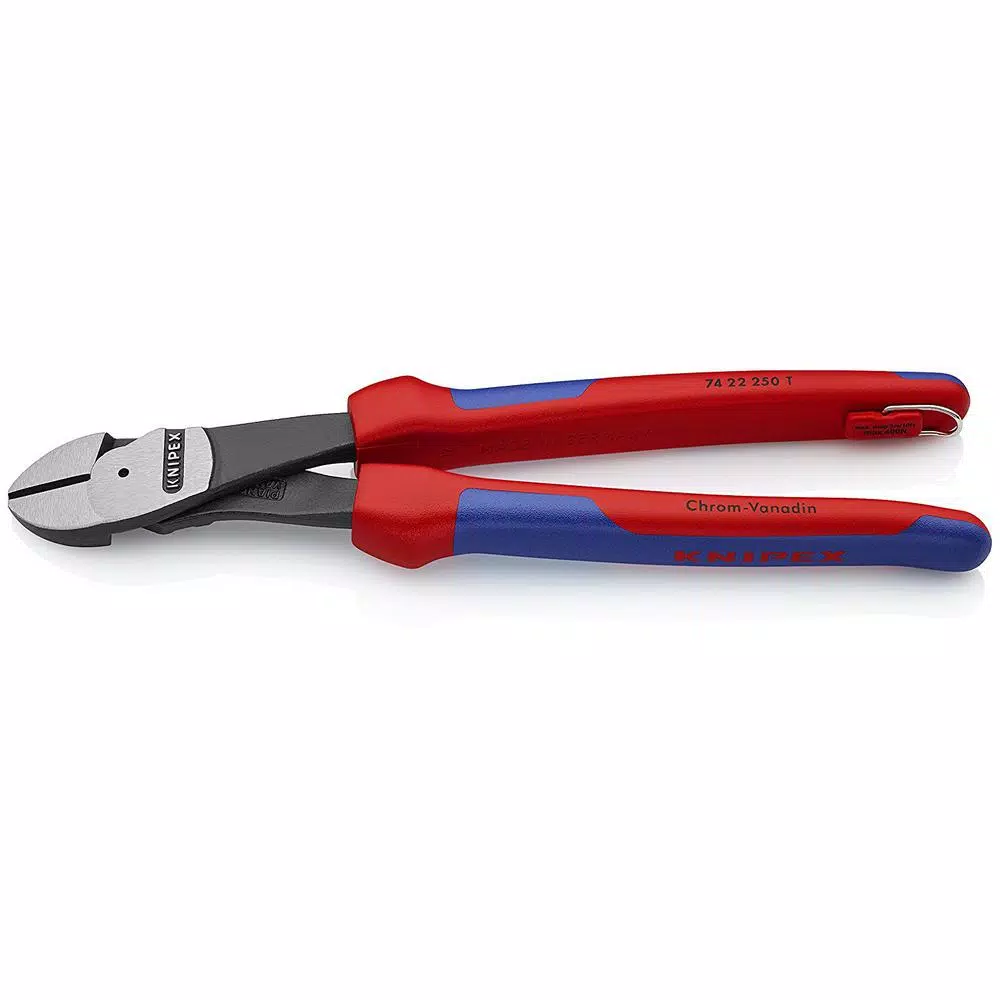 KNIPEX 10 in. Angled High Leverage Diagonal Cutters with Dual Component Comfort Grips and Tether Attachment