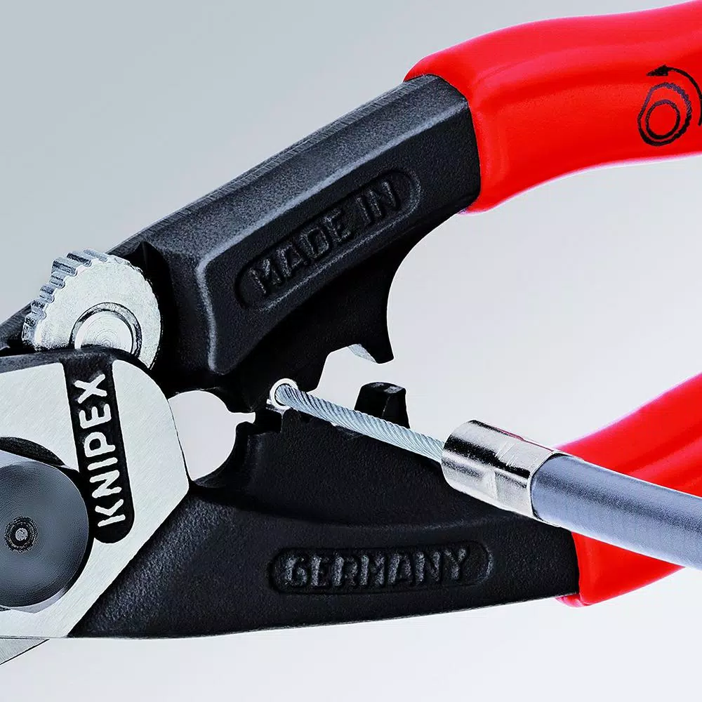KNIPEX 7-1/2 in. Wire Rope Cutters with Dual-Comfort Grip Handles and Tether Attachment