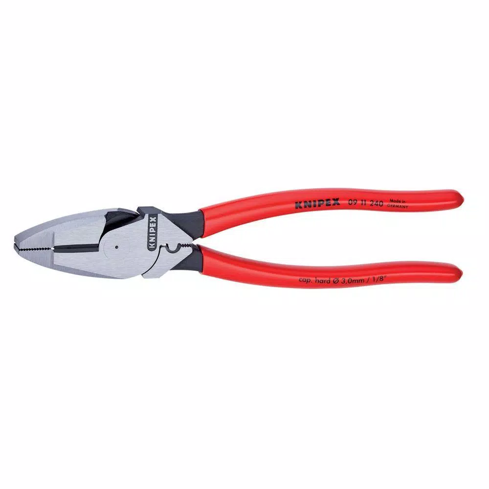 KNIPEX 9-1/4 in. High Leverage Lineman New England with Tape Puller and Crimper