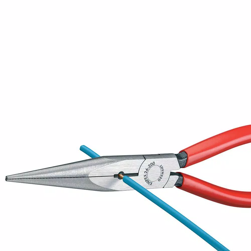 KNIPEX 8 in. Long Nose Pliers with Cutter and 12 AWG Stripping Hole
