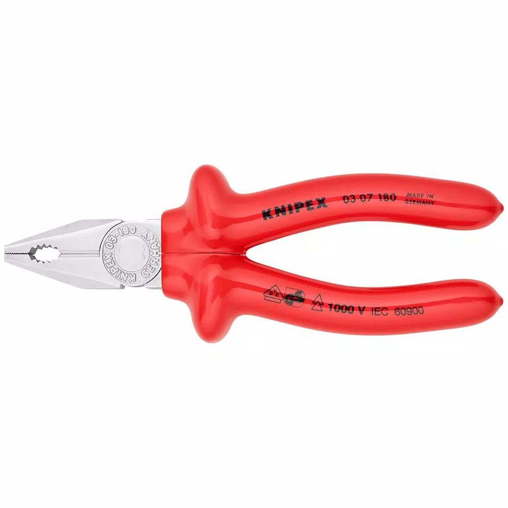 KNIPEX 7-1/4 in. Insulated Combination Pliers with Chrome Finish