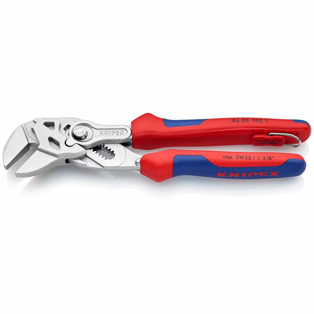 KNIPEX 7-1/4 in. Pliers Wrench with Dual-Component Comfort Grips and Tether Attachment