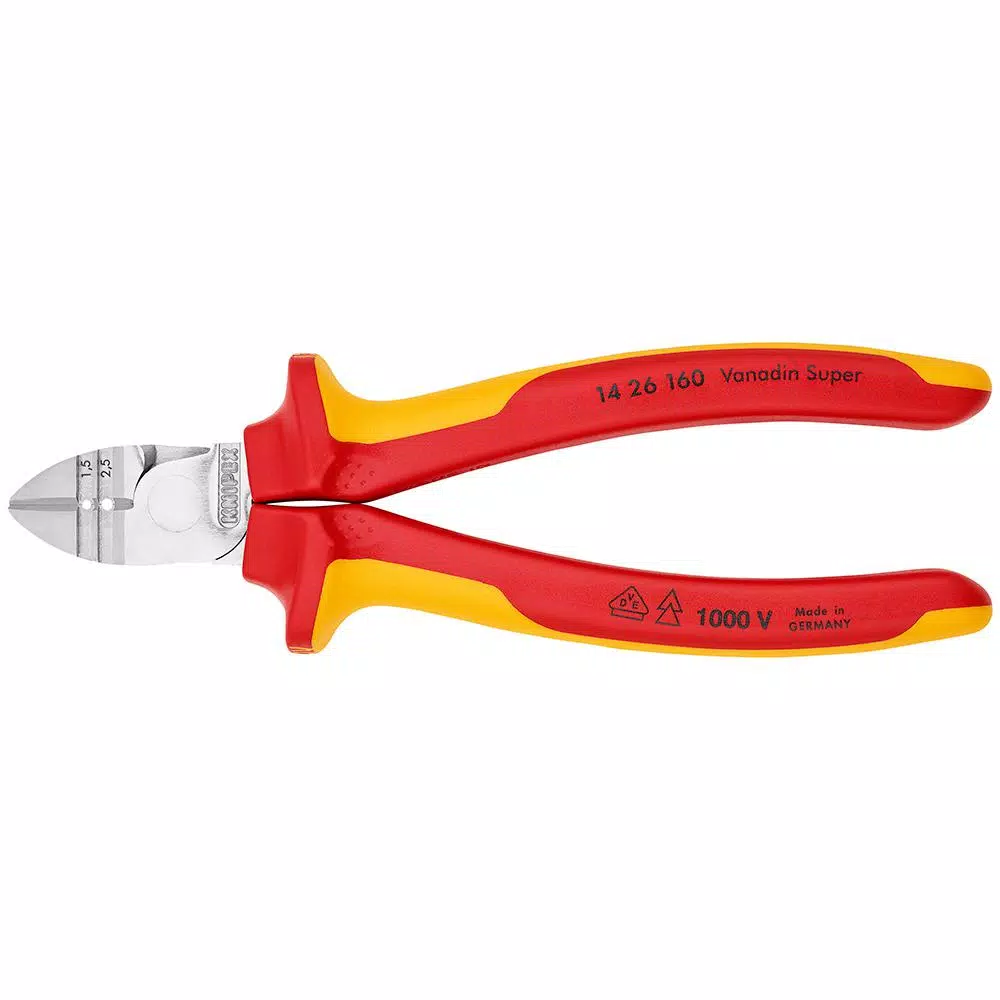 KNIPEX 6-1/4 in. 1000-Volt Insulated Diagonal Cutter and Insulation Stripper