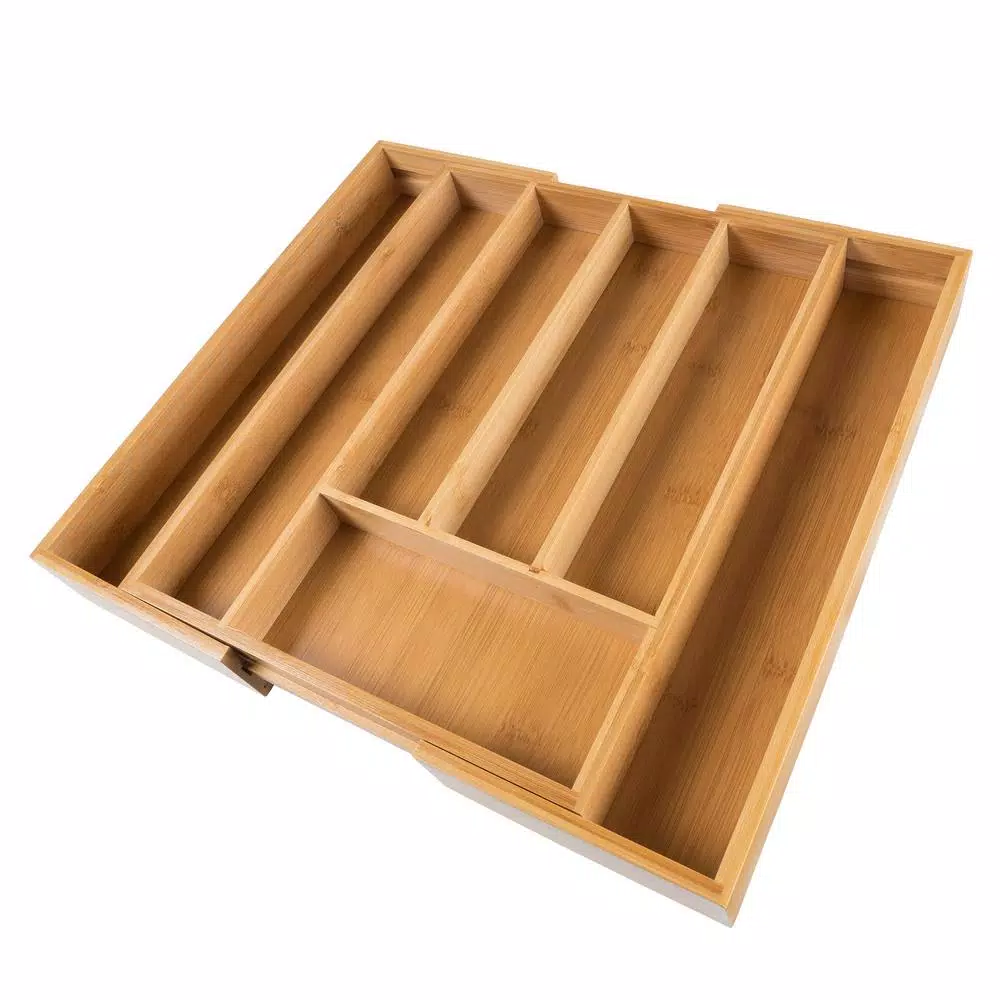 Lavish Home Bamboo Brown Expandable Utensil Drawer Organizer