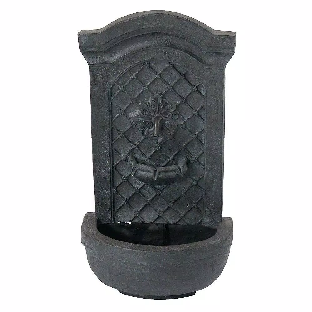Sunnydaze Decor Rosette Resin Lead Solar Outdoor Wall Fountain with Battery Backup