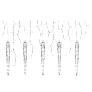 LightShow 75-Light White Shooting Star Icicle LED String Light with Cascading Lights