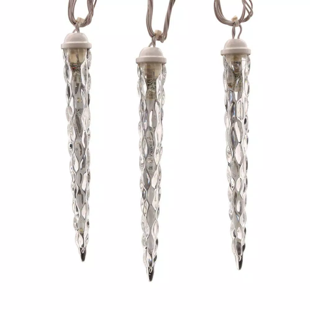 LightShow 10-Light Shooting Star Effect Icy Blue and White Icicle Light Set