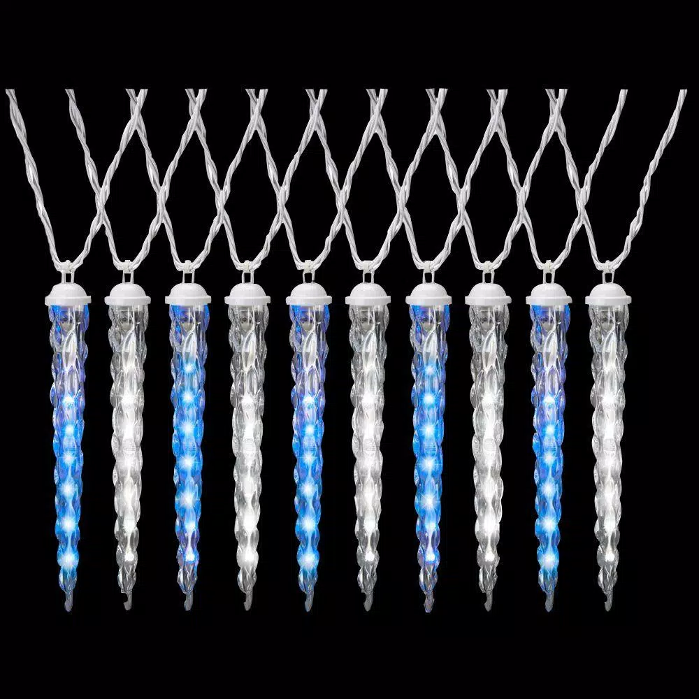 LightShow 10-Light Shooting Star Effect Icy Blue and White Icicle Light Set