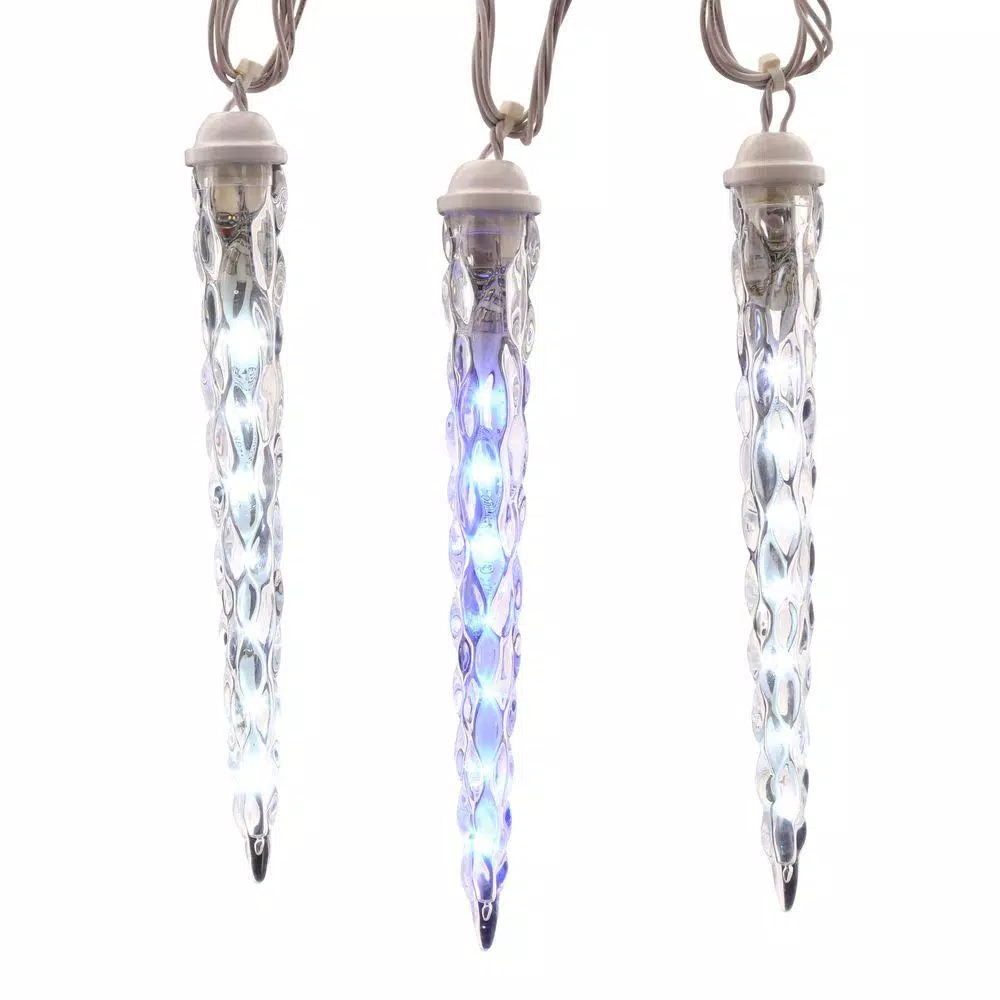 LightShow 10-Light Shooting Star Effect Icy Blue and White Icicle Light Set
