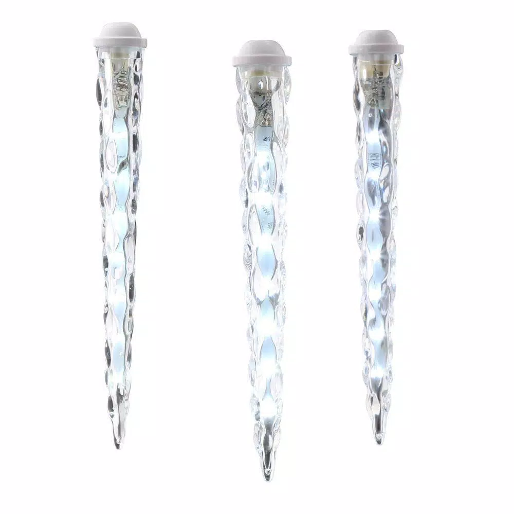 LightShow 8-Light Classic White Shooting Star Varied Size Icicle Light Set